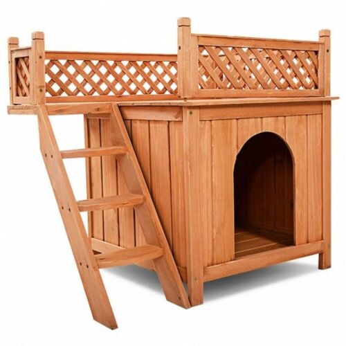 Wood Pet House with Balcony and Bed Shelter - Lot 465