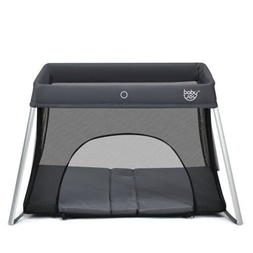 Lightweight Foldable Baby Playpen with Carry Bag - Dark Gray  - Lot 628