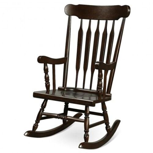 Solid Wood Rocking Chair - Coffee - Lot 740