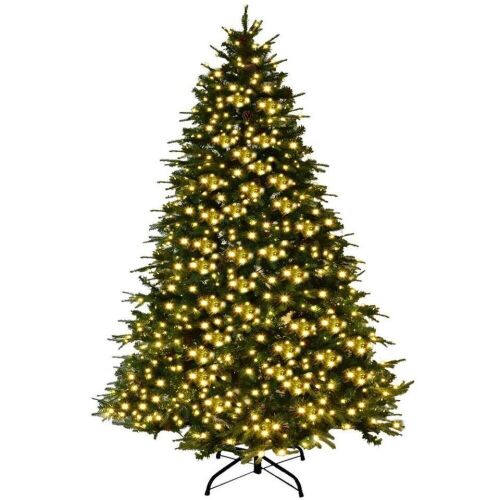 8ft Artificial Christmas Tree with Led Lights and Pine Cones - Lot 998