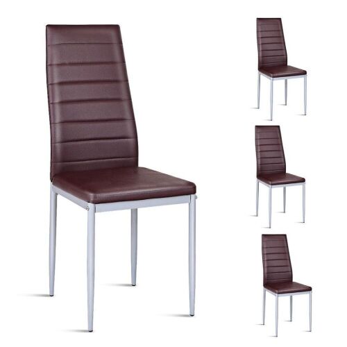 Set of (4) Leather Dining Side Chairs - Coffee - Lot 235