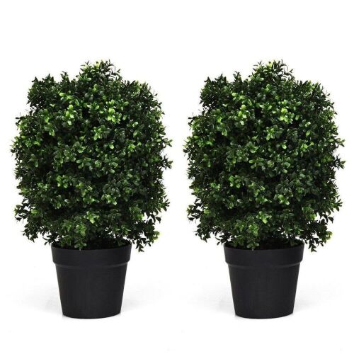 Set of (2) 24in Artificial Boxwood Topiary Ball Trees - Lot 258