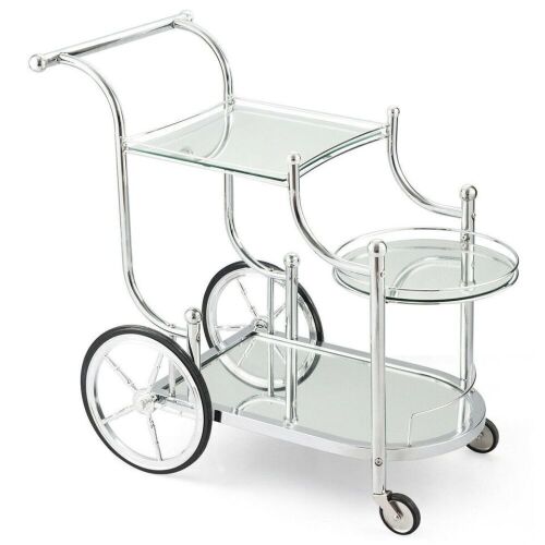 Rolling Serving Cart - Glass/Metal - Lot 540