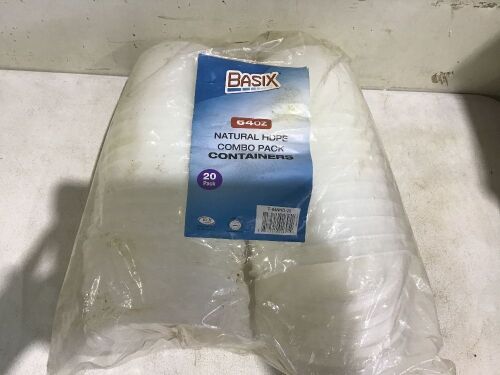 Basix 64oz Natural HDPE Combo Pack Containers - 20 Pack - Lot 297