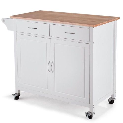 Modern Rolling Kitchen Cart Island with Wooden Top - Lot 531