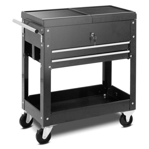Rolling Mechanics Tool Cart Slide Top Utility Storage Cabinet Organizer 2 Drawer  - Lot 260