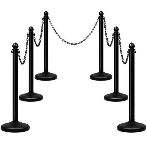 6-Piece Set of Plastic Stanchions - 39.5in, Chain - Lot 825