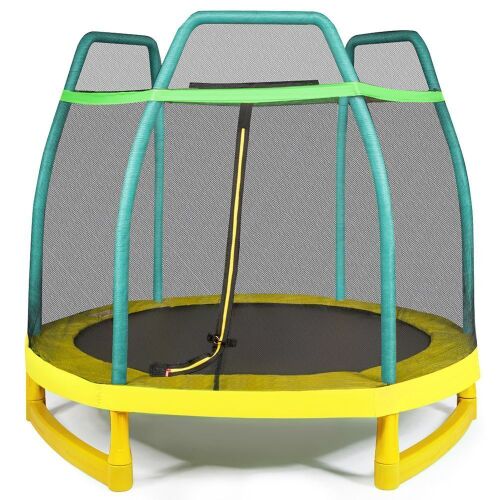 7' Kids Trampoline w/ Spring Pad Safety Enclosure Net  - Lot 88