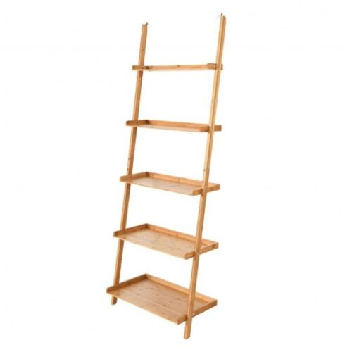 Wall-Leaning Bamboo Bookshelf/Plant Stand - Lot 943