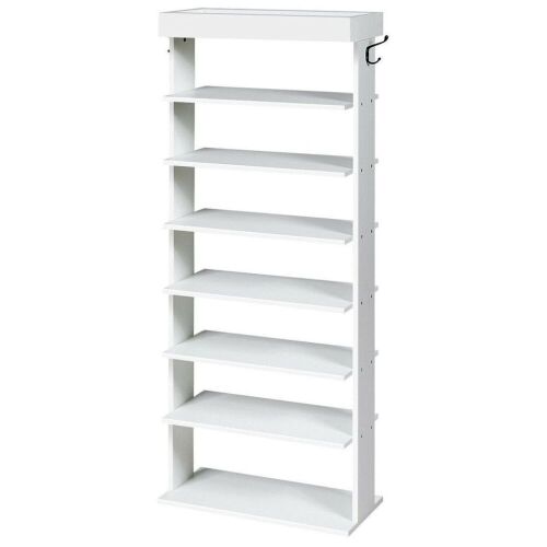 7-Tier Wooden Shoe Storage Shelf With Hooks - Lot 123