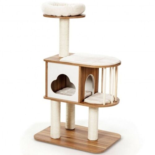 46" Wooden Cat Tree with Platform and Cushions  - Lot 463
