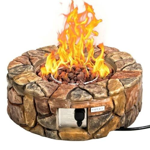 28'' Propane Gas Fire Pit Outdoor 40,000 BTU Stone Finish Lava Rocks Cover  - Lot 44