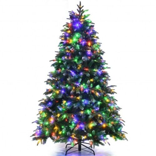 Pre-Lit Snowy Artificial Christmas Tree - Multicolor Lights - Lot 626
