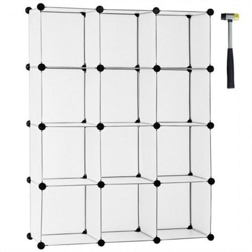 12-Cube Plastic Storage Organizer - White - Lot 109