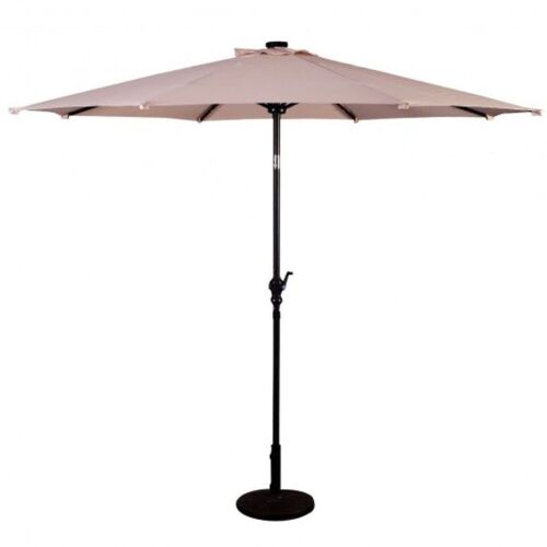 10' Patio Umbrella with LED Lights - Beige - Lot 1163
