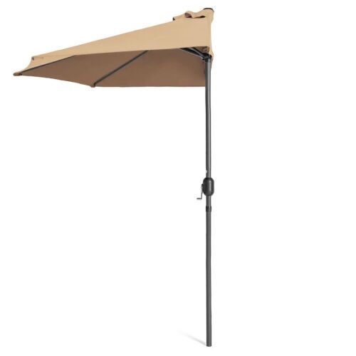 Half Patio Umbrella w/ 5 Ribs, Crank - 9ft - Lot 1173