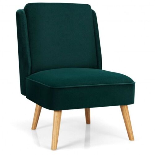 Velvet Accent Chair with Rubber Wood Legs - Green - Lot 106