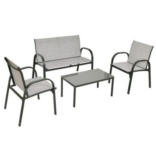 4 Pcs Patio Furniture Set With Glass Top Coffee Table - Lot 80