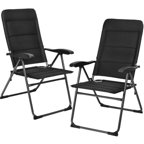 Set of (2) Reclining Patio Chairs - Black - Lot 326