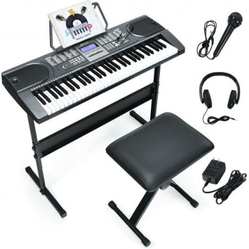 61-Key Electronic Keyboard Piano Starter Set with Stand, Bench and Headphones  - Lot 537