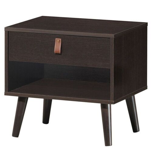 Night Stand with Drawer and Shelf - Brown - Lot 938