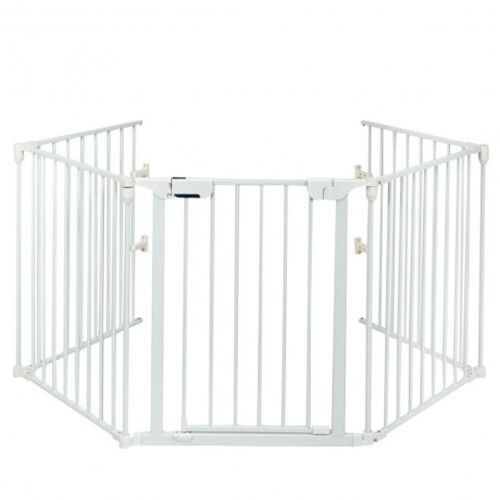 115" 5-Panel Adjustable Fireplace Fence-White - Lot 153