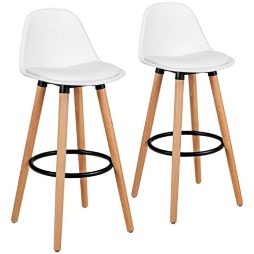 Set of (2) Mid-Century Bar Stools - White - Lot 862