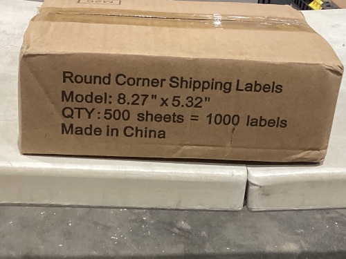 Round Corner Shipping Labels, 8.27" x 5.32", 500 Sheets = 1000 Labels - Lot 966