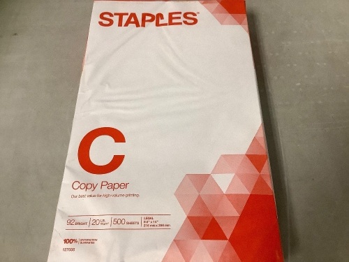Lot of (10) Staples Copy Paper, E-Comm Return - Lot 113