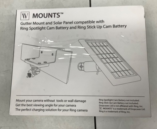 Gutter Mount Solar Panel for Ring Spotlight and Stick Up Cam Battery - Lot 791