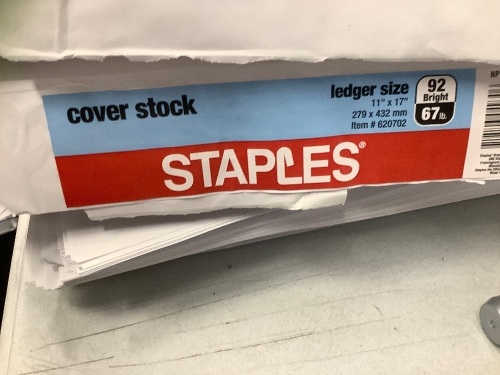 Lot of (3) Reams 11"x17" Cover Stock Paper - Lot 792