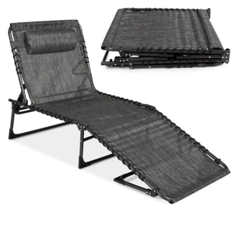 Portable Patio Chaise Lounge Chair Outdoor Recliner w/ Pillow, Appears New - Lot 171