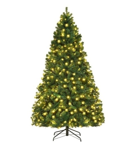 7.5 ft. Pre-Lit Hinged PVC Artificial Christmas Tree with 400-LED Lights and Stand, Appears New/Box Damaged - Lot 166