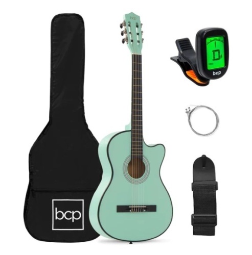 Beginner Acoustic Cutaway Guitar Set w/ Case, Strap, Capo - 38in, Appears New - Lot 168