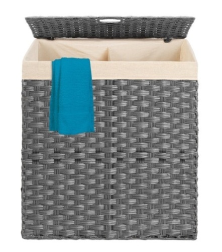 Double Laundry Hamper Basket w/ Easy Assembly, Liner Bag, Appears New - Lot 106