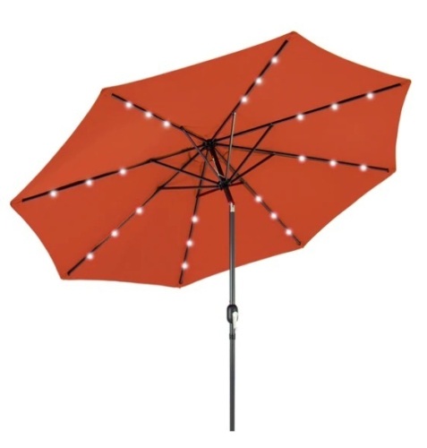 Solar LED Lighted Patio Umbrella w/ Tilt Adjustment, UV-Resistance - 10ft, Appears New - Lot 119