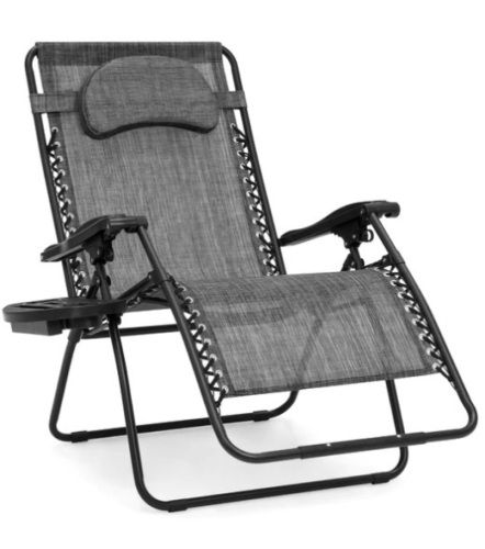 Oversized Reclining Zero Gravity Chair Lounger w/ Cup Holder, Pillow, Appears New - Lot 140