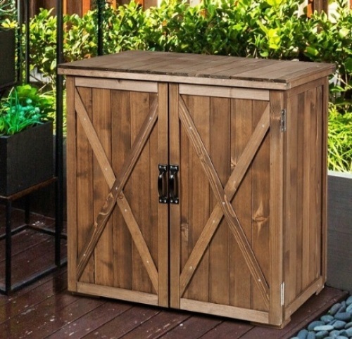 2.5 X 2 Ft Outdoor Wooden Storage Cabinet With Double Doors -Brown, Appears New - Lot 100