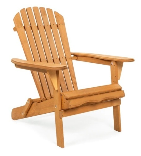 Folding Wooden Adirondack Chair Accent Furniture w/ Natural Finish - Brown, Appears New - Lot 167