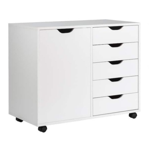 5-Drawers White Wood Freestanding Accent Cabinet, Appears New - Lot 196