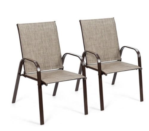 2 Pcs Patio Chairs Outdoor Dining Chair With Armrest-Gray, Appears New - Lot 242