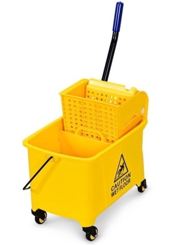 Commercial Mop Bucket Side Press Wringer on Wheels 21 Quart Yellow w/ Panel, Appears New - Lot 307
