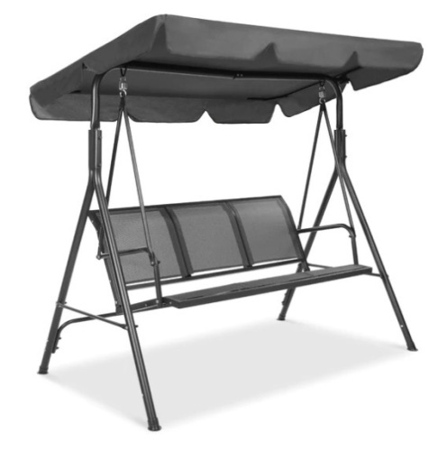 3-Seater Outdoor Canopy Swing Glider Bench w/ Textilene Fabric, Steel Frame, Ecommerce Return, May be missing Hardware - Lot 198