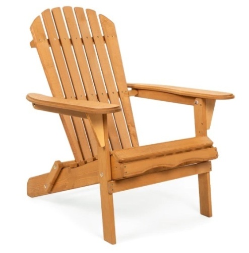 Folding Wooden Adirondack Chair Accent Furniture w/ Natural Finish - Brown, Appears New - Lot 378