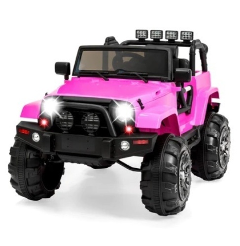 12V Kids Ride-On Truck Car Toy w/ 3 Speeds, LED, Remote, Bluetooth, Pink - Lot 5