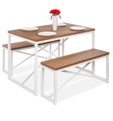 3-Piece Bench Style Dining Furniture Set w/ 2 Benches, Table - 45.5in - Lot 19
