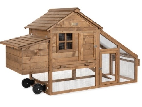 Mobile Wood Chicken Coop Tractor w/ Wheels, 2 Doors, Nest Box - 70in - Lot 101