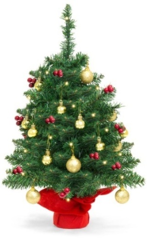22in Tabletop Christmas Tree w/ Lights, Berries, Ornaments - Lot 111
