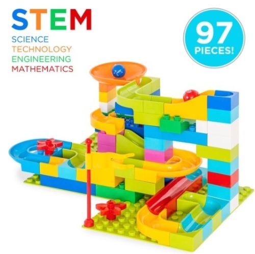 97-Piece Kids Create Your Own Marble Maze Run Racetrack Puzzle Game Set - Lot 114