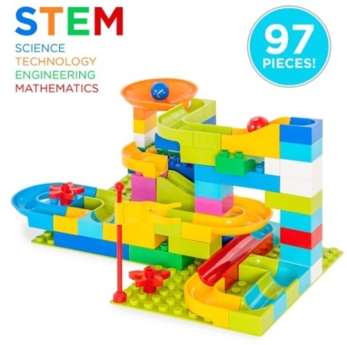 97-Piece Kids Create Your Own Marble Maze Run Racetrack Puzzle Game Set - Lot 116